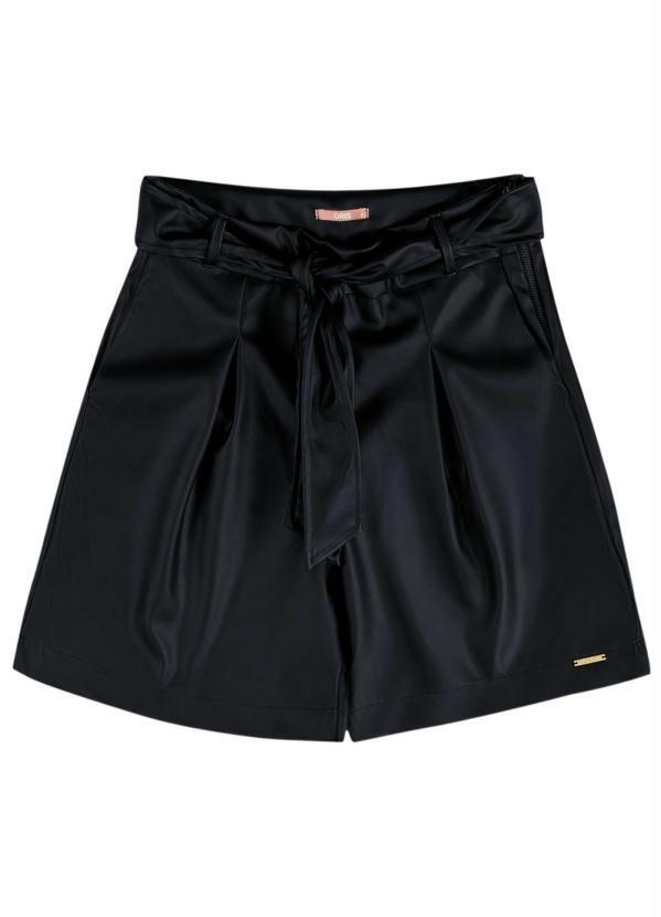 short de couro com amarracao