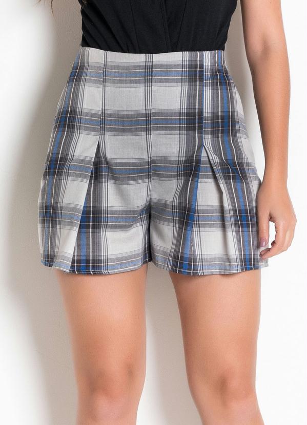 Short Soltinho (Xadrez Cinza) com Pregas Short Soltinho (Xadrez Cinza) com Pregas