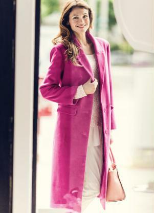 Casaco Sobretudo em Fio Sint�tico (Rosa)