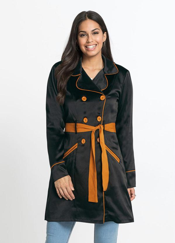 Sobretudo Alongado (Preto/Caramelo)