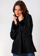 Sobretudo com Manga Pelinho Preto 