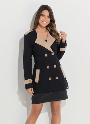 sobretudo feminino preto curto