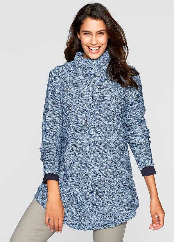 Su�ter de Tric� Alongado (Mescla Azul)