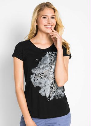 Blusa com Estampa Estrela em Foil (Preta)