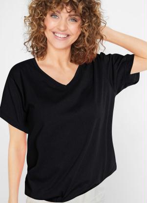 T-Shirt B�sica com Decote V (Preta)