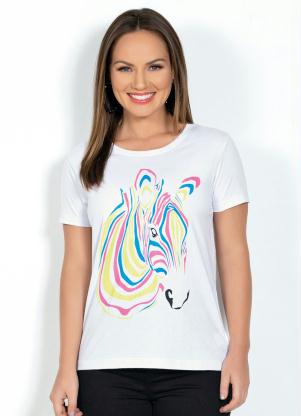 T-Shirt (Branca) com Estampa de Zebra Neon T-Shirt (Branca) com Estampa de Zebra Neon