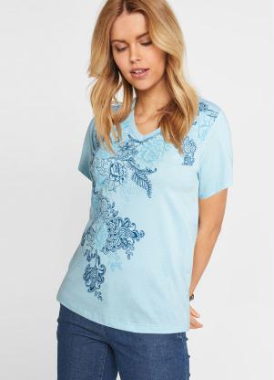 T-Shirt Decote V (Azul Candy)