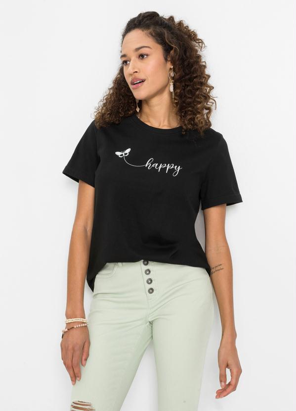 T-Shirt Estampada (Preta)