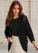 Casaco Alongado de Tricô Preto