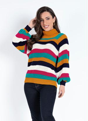 Casaco (Listrado) com Gola Alta