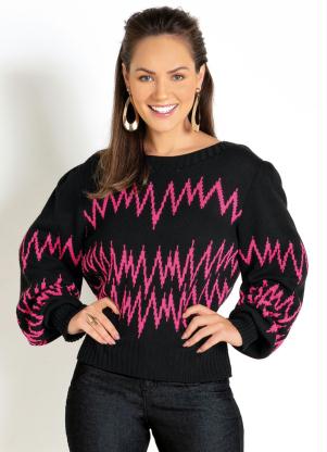 Casaco (Preto) com Mangas Longas Bufantes Casaco (Preto) com Mangas Longas Bufantes