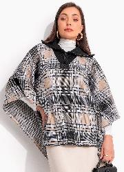 Casaco Xadrez Plaid Bege em Tric�