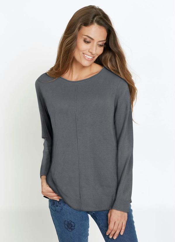 Suéter de Tricô Básico (Cinza Chumbo) Suéter de Tricô Básico (Cinza Chumbo)