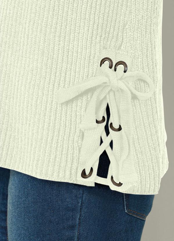 Suéter de Tricô com Amarração Off White - bonprix