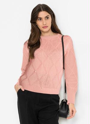 Su�ter de Tric� com P�rolas (Rosa Claro)