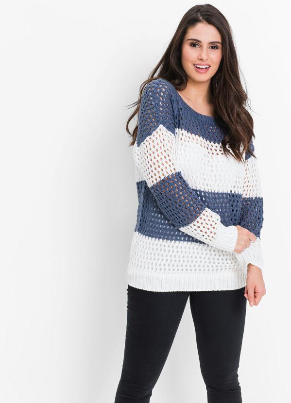 Su�ter de Tric� Ponto Vazado (Azul)