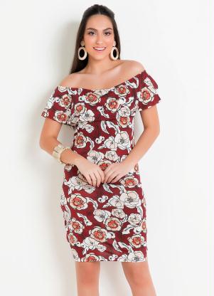 Vestido Ombros a Mostra Estampado (Floral Bord�)