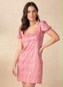 Vestido Abstrato Bege com Bolsos