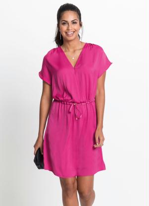 Vestido Acetinado com Amarra��o (Rosa Pink)