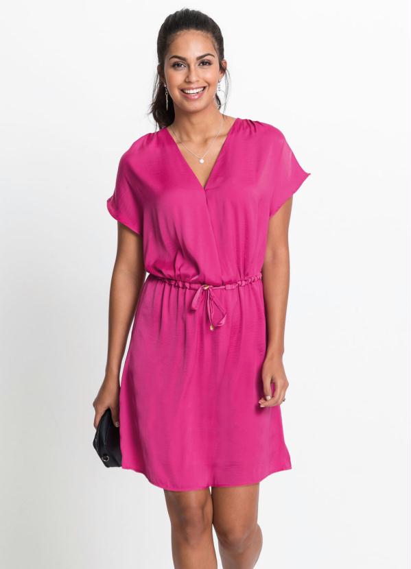 Vestido Acetinado com Amarra��o (Rosa Pink)