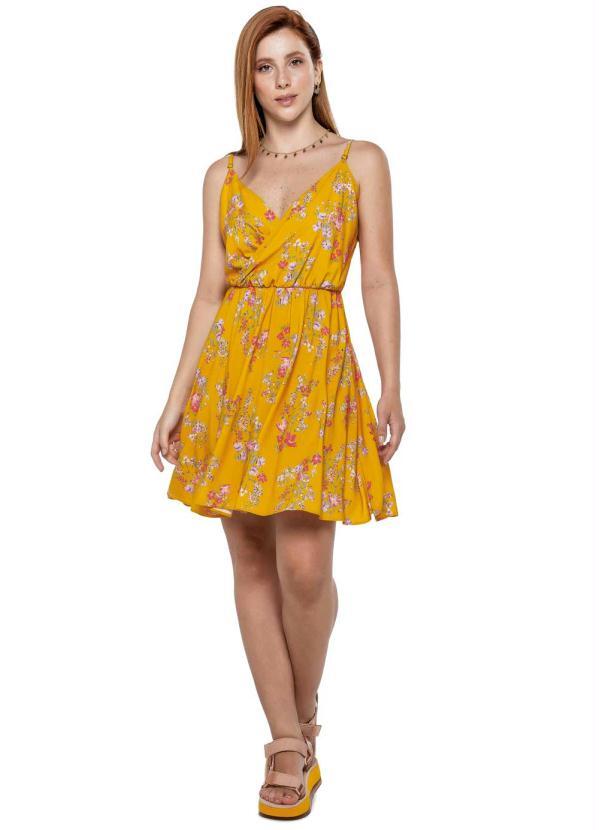 vestido amarelo estampado