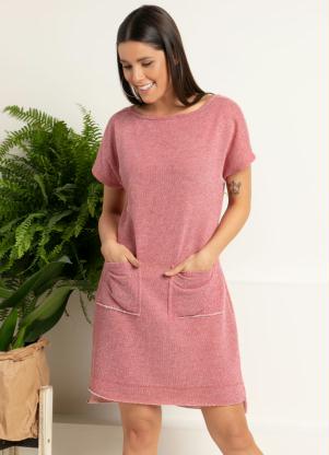 Vestido (Bord�) com Bolsos Frontais