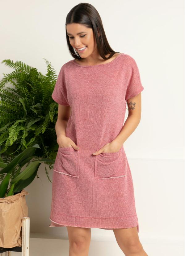 Vestido (Bord�) com Bolsos Frontais