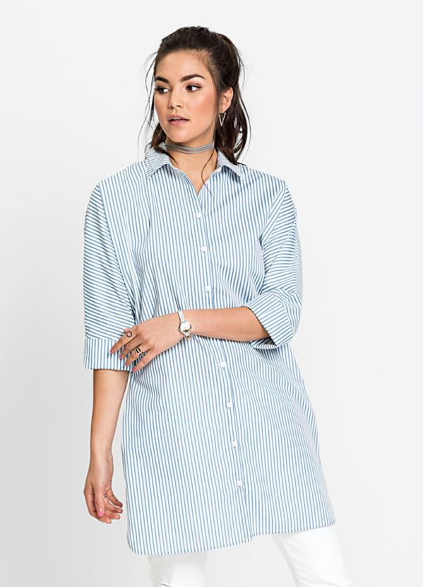 Vestido Chemise Listrado (Azul)