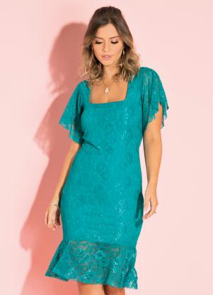 Vestido Cl�ssico (Verde) em Renda