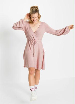 Vestido com Amarra��o e Decote Transpassado (Ros�)