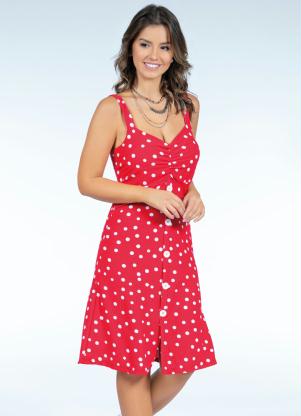 Vestido com Botões (Poá Vermelho) Vestido com Botões (Poá Vermelho)