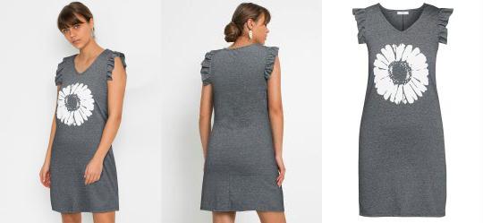 Vestido com Estampa Flor Chumbo