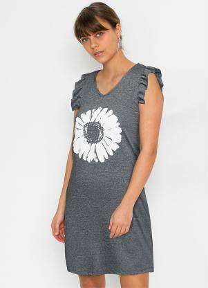 Vestido com Estampa Flor (Chumbo)