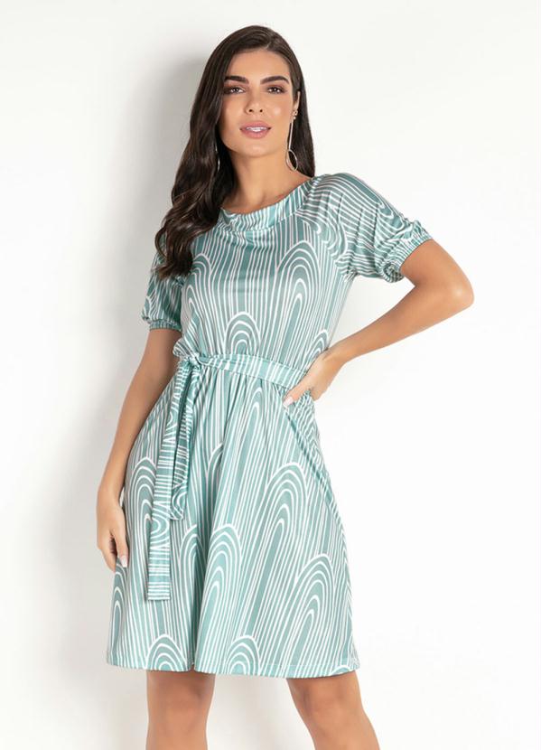 Vestido com Faixa Fixa (Listras Verde)