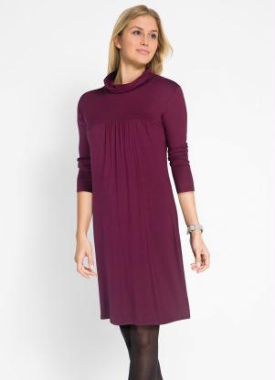 Vestido com Recorte no Busto e Gola Alta (Vinho)