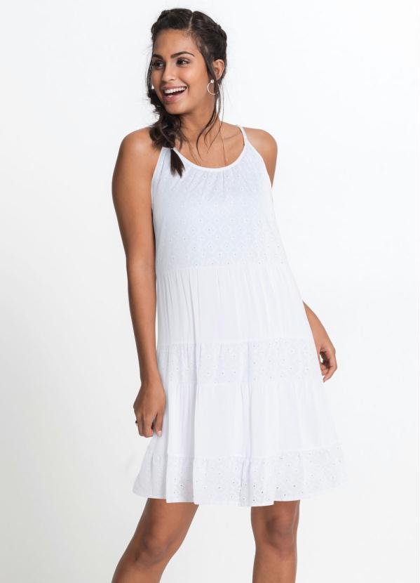Vestido com Recortes e Laise (Branco) Vestido com Recortes e Laise (Branco)
