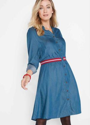 Vestido com Retilinea na Cintura (Azul)