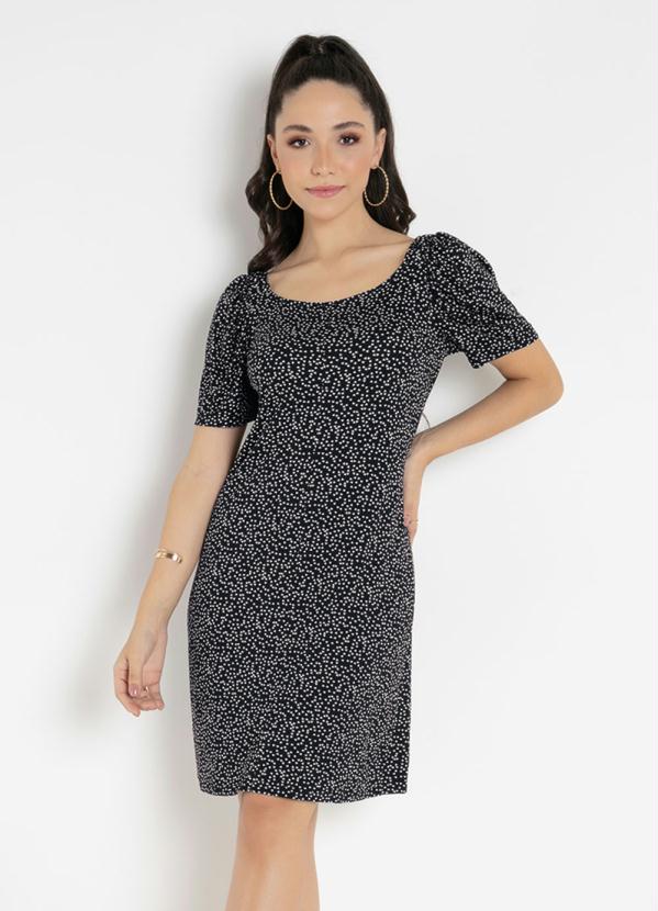 Vestido (Cora��es Preto) Ombro a Ombro Rovitex