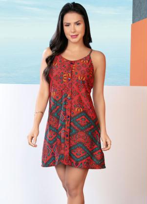 Vestido Curto (Arabescos) com Botões Decorativos Vestido Curto (Arabescos) com Botões Decorativos