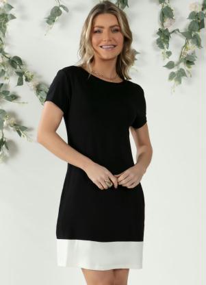 Vestido Curto Bicolor (Preto e Off White)