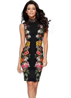 Vestido Curto com Renda (Preto)