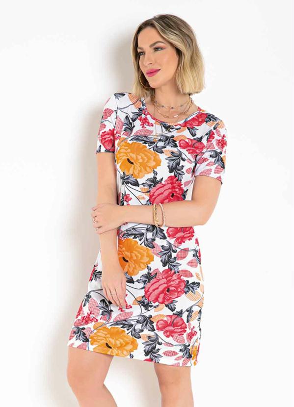 Vestido Curto (Floral Branco) com Mangas