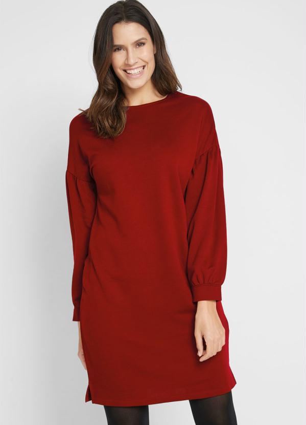 Vestido Curto Manga Bufante (Vermelho)