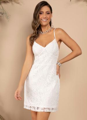 Vestido Curto (Off White) de Alças Vestido Curto (Off White) de Alças