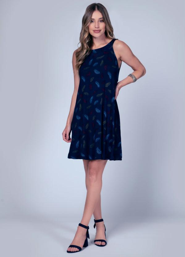 vestido curto azul marinho