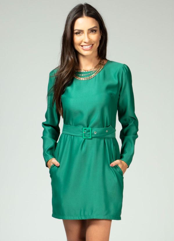 vestido com cinto forrado