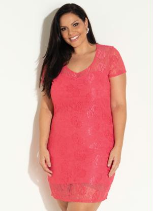 Vestido de Renda (Coral) Plus Size
