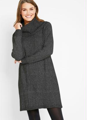 Vestido de Tric� com Gola (Chumbo)