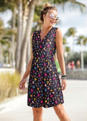 Vestido Decote Transpassado (Floral Dark)