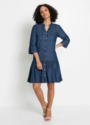 Vestido Decote V (Azul Médio) Vestido Decote V (Azul Médio)